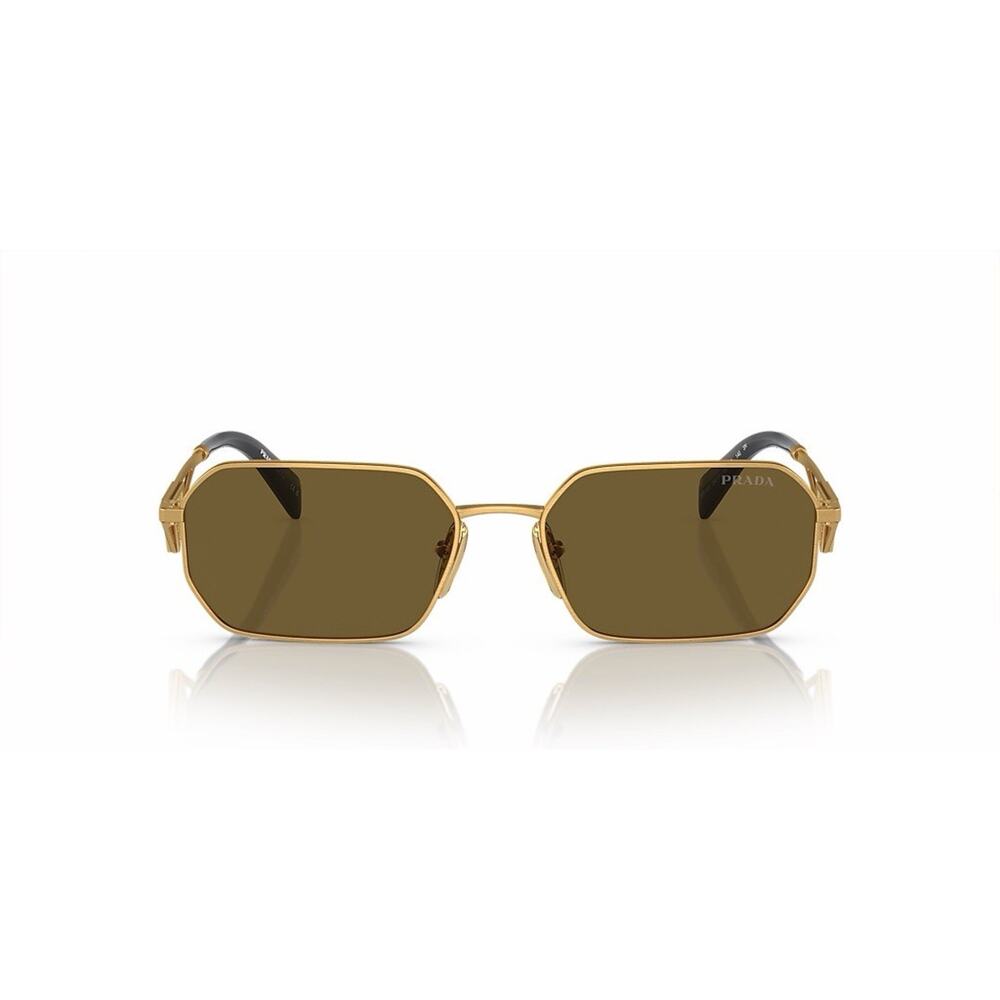 PRADA PR A51S 15N01T Matte Gold Dark Brown Lens Unisex Sunglasses AUTHENTIC - Picture 4 of 9